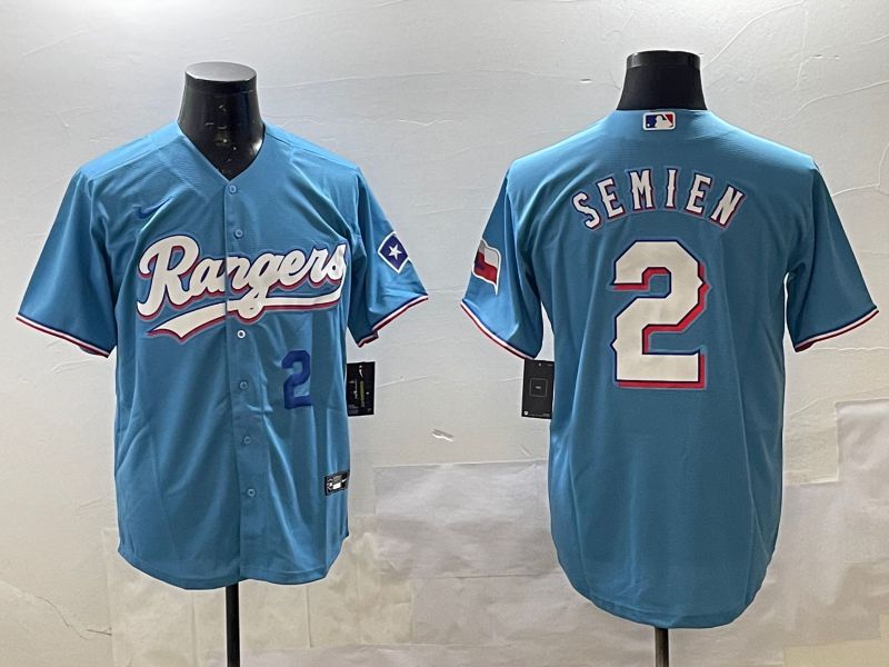 Men Texas Rangers #2 Semien Light Blue Game 2025 Nike MLB Jersey style 4->texas rangers->MLB Jersey